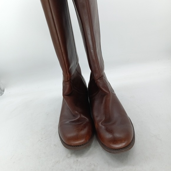 UGG Simmens Brown Leather Tall Riding Boots Womens 6.5 Back Zip 1006038 s15 - Picture 5 of 13